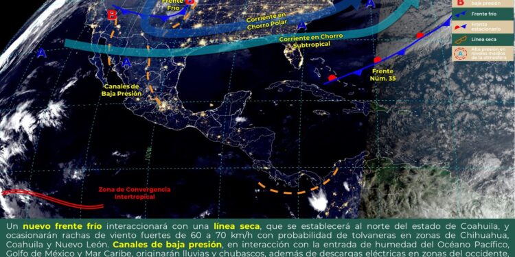 DURANTE ESTE DÍA, INGRESARÁ UN NUEVO FRENTE FRÍO AL NORTE DE MÉXICO.