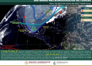 FRENTE FRÍO No. 35 ORIGINARÁ LLUVIAS INTENSAS A TORRENCIALES EN EL SURESTE DEL PAÍS, ASÍ COMO EVENTO DE NORTE MUY FUERTE A INTENSO SOBRE EL GOLFO DE MÉXICO E ISTMO DE TEHUANTEPEC.