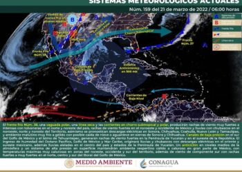 EL FRENTE FRÍO No.38 OCASIONARÁ LLUVIAS CON CHUBASCOS Y RACHAS DE VIENTO MUY FUERTES A INTENSAS EN EL NORTE Y NORESTE DE MÉXICO, ADEMÁS DE POSIBLE CAÍDA DE NIEVE EN SIERRAS DE SONORA Y CHIHUAHUA.