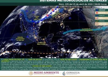Este lunes, el frente frío núm. 45 producirá lluvias muy fuertes a intensas con probable desarrollo de torbellinos o tornados en el noreste de México, con probabilidad de lluvias puntuales torrenciales en Nuevo León y Tamaulipas.