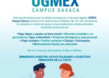 Instala la UGMEX centro de acopio para damnificados por Agatha