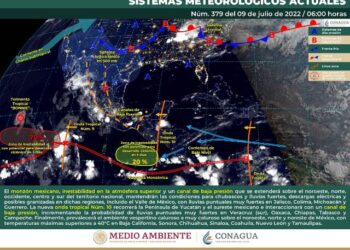 Para este día, se pronostican lluvias puntuales muy fuertes en Jalisco, Colima, Michoacán, Guerrero, Veracruz, Oaxaca, Chiapas, Tabasco y Campeche.