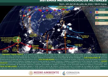 Se pronostican lluvias puntuales muy fuertes en Durango, Sinaloa, Nayarit, Jalisco, Michoacán, Colima, Oaxaca y Chiapas.