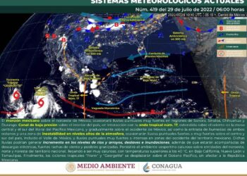 Lluvias puntuales intensas en zonas de Guanajuato, Michoacán y Jalisco.