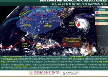 Lluvias muy fuertes en Jalisco, Colima, Michoacán, Guerrero, Oaxaca, Veracruz y Tabasco.