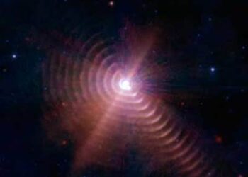 Capta el Telescopio Espacial James Webb imagen del polvo generado por el choque de vientos entre dos estrellas masivas