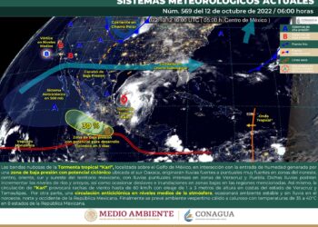 Temporal de lluvias fuertes a puntuales intensas sobre el oriente, sur y sureste del país.