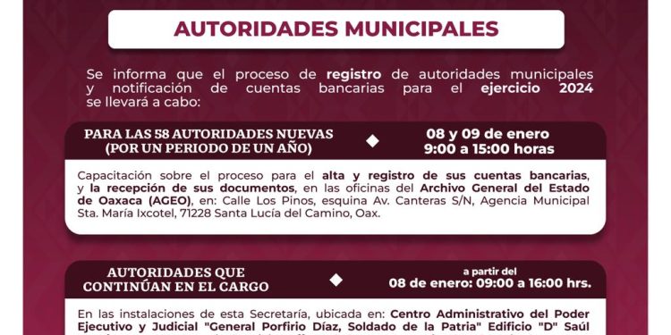 Iniciará Sefin proceso de registro y acreditación de cuentas bancarias de nuevas autoridades municipales