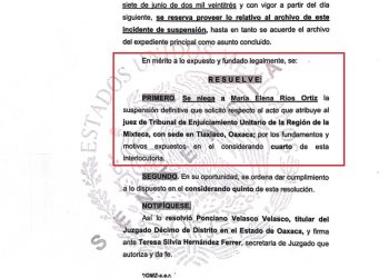 Nuevo revés para la saxofonista María Elena Ríos; Juez de Distrito le niega amparo y arremete contra presidenta del TSJO