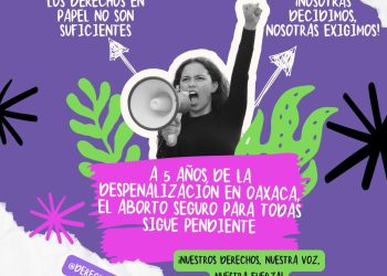 A 5 AÑOS DE LA DESPENALIZACIÓN EN OAXACA, EL ABORTO SEGURO PARA TODAS, SIGUE PENDIENTE